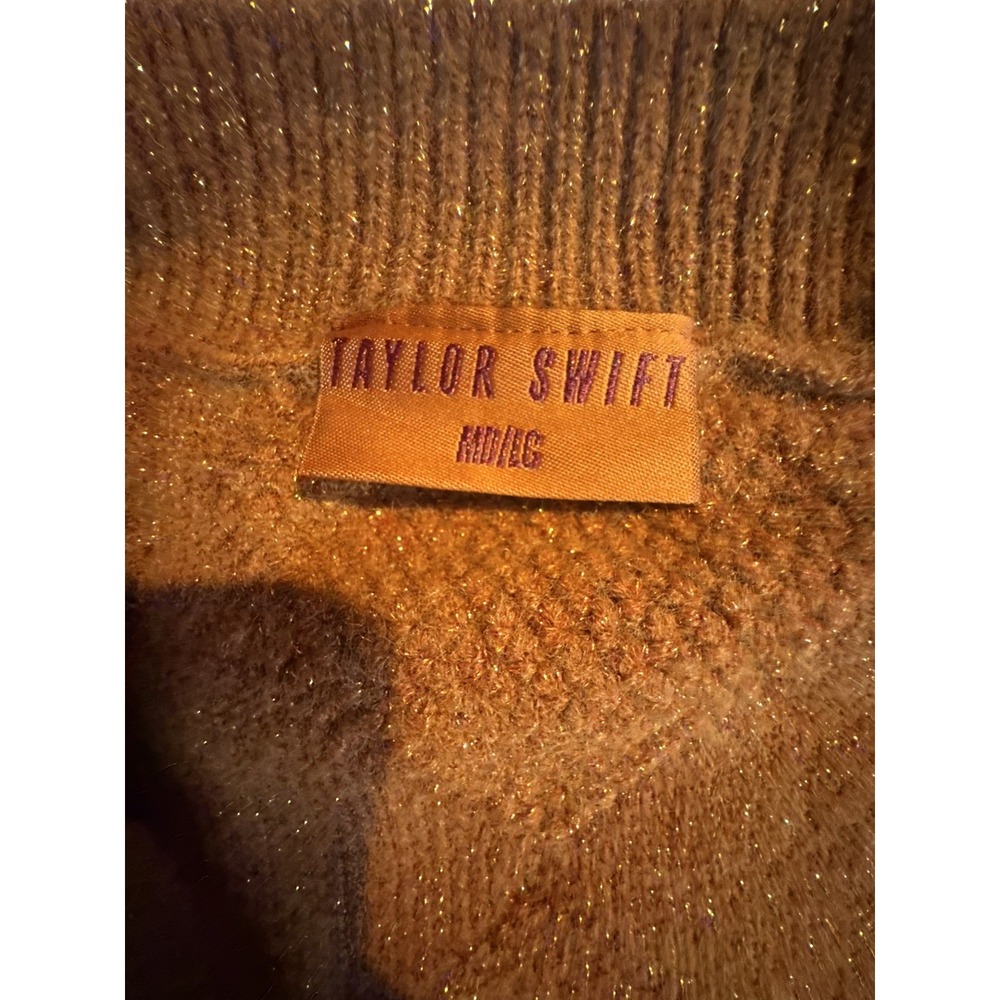 Taylor Swift Life of a Showgirl Glitter Cardigan Sweater Womens Size M/L Orange - Picture 3 of 8